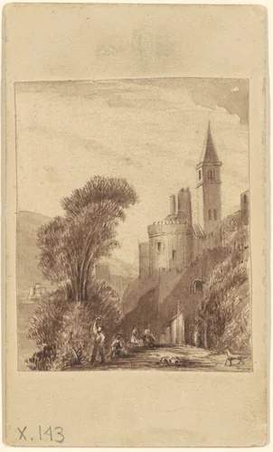 Castle and Figures by Sanford Robinson Gifford, drawing, 1855-1865