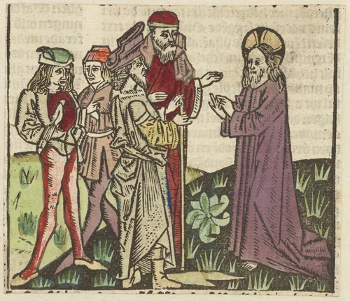 Christus in gesprek met Nicodemus by Unknown, print, 1485-1491