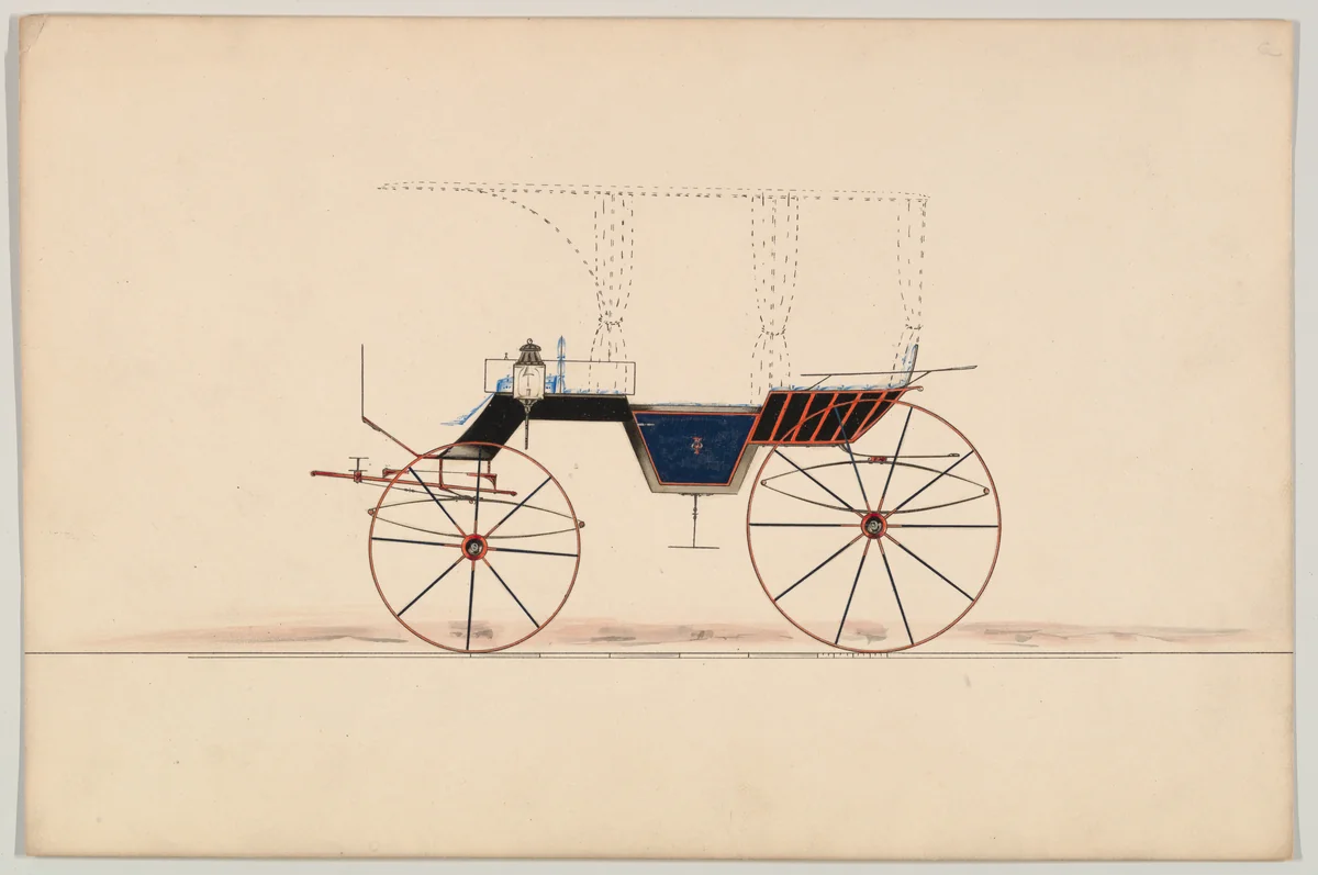 Design for Vis-à-vis (unnumbered) by Brewster & Co., drawing, 1850-1870