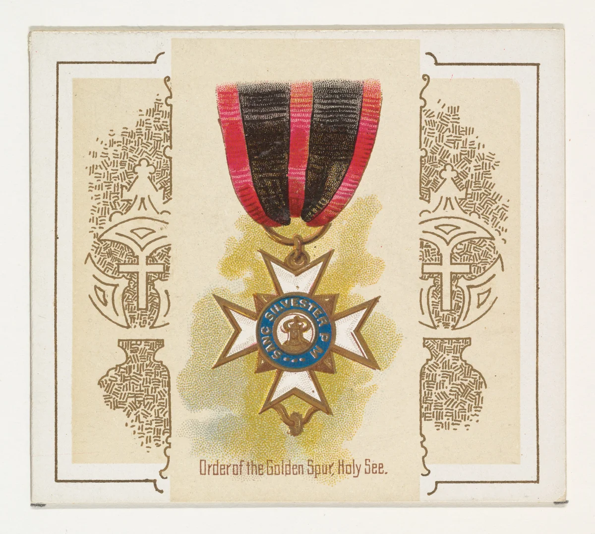 Order of the Golden Spur, Holy See, from the World's Decorations series (N44) for Allen & Ginter Cigarettes by Allen & Ginter, print, 1890