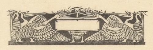 Titelhoofd met kraanvogels voor 'Inhoud' by Gerrit Willem Dijsselhof, print, 1893