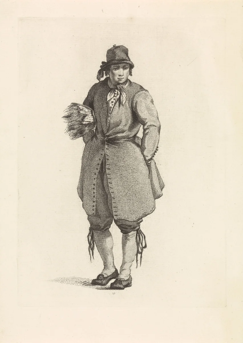 Boer met korenschoof onder de arm by Mathias de Sallieth, print, 1772-1791