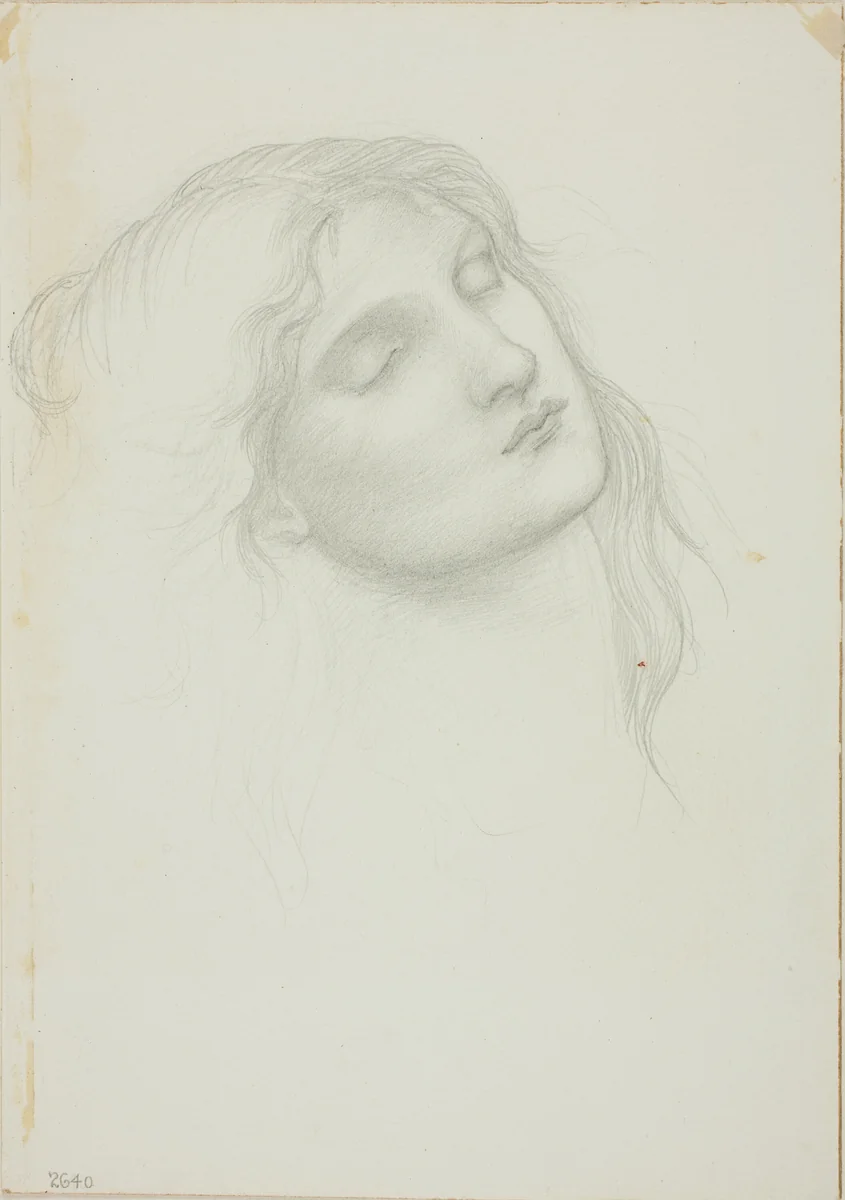 Head of Woman with Eyes Closed by Edward Burne-Jones, drawing, 1868-1883