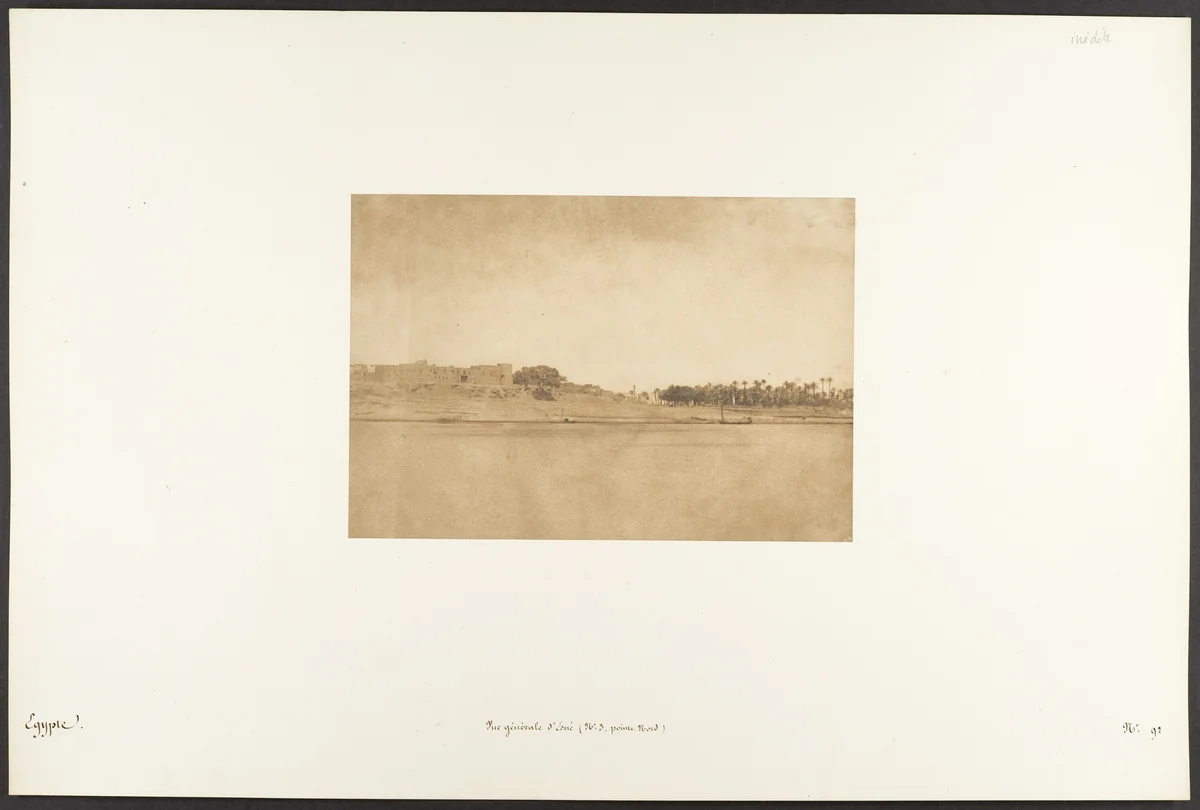 Vue générale d'Esné (No. 3, pointe Nord) by Maxime Du Camp, photograph, 1850