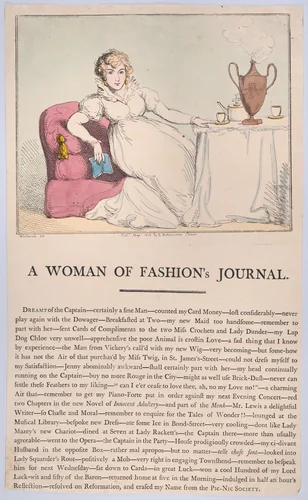 A Woman of Fashion's Journal by Thomas Rowlandson, print, 1802