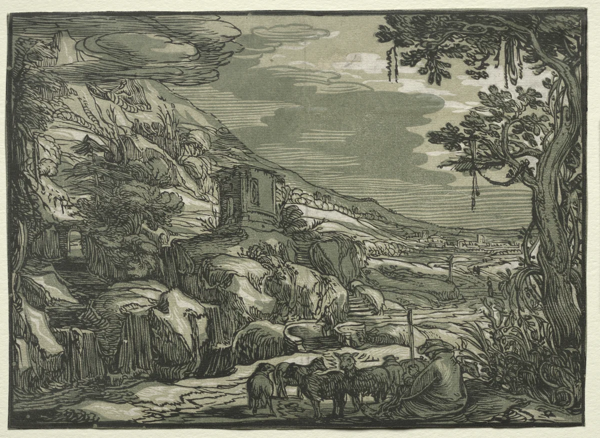 Arcadian Landscape by Esaias van de Velde, print, 1610-1620