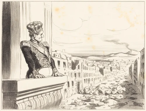 A Naples - Le meilleur des rois... (1st plate) by Honoré Daumier, print, 1851
