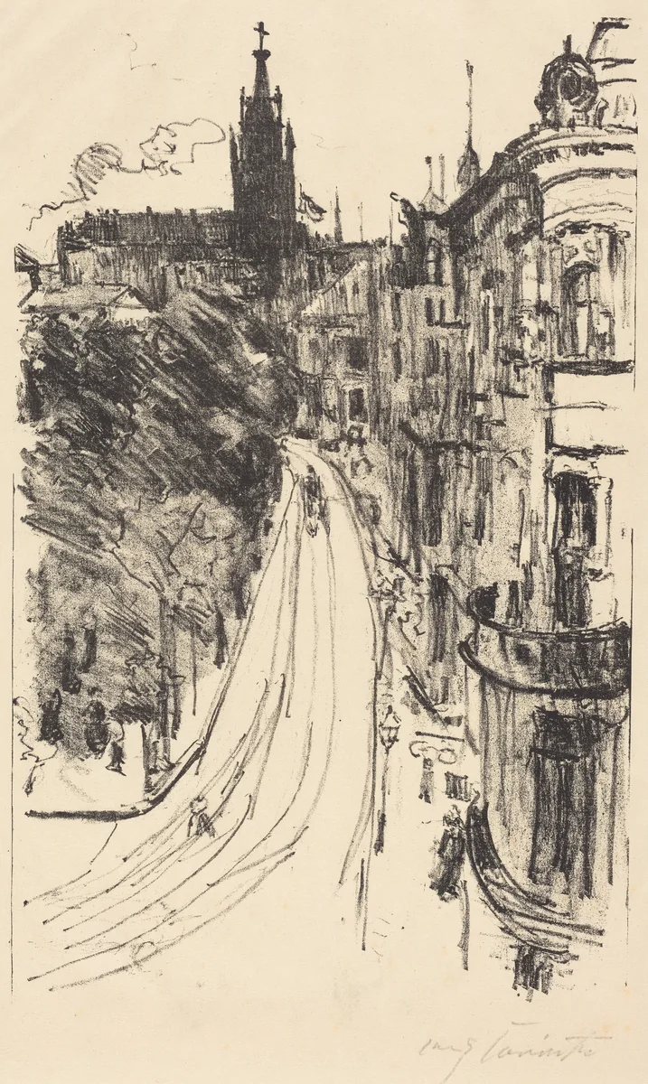 Strasse in Königsberg (Street in Königsberg) by Lovis Corinth, print, 1918