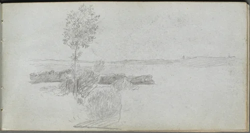 Sketchbook, page 28: Landscape Study by Ernest Meissonier, book, 1860-1869