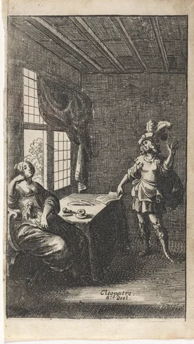 Man en vrouw bij een tafel by Abraham Dircksz. Santvoort, print, 1666