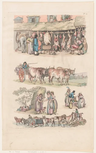 Plate 15, Outlines of Figures, Landscapes and Cattle...for the Use of Learners by Thomas Rowlandson, print, 1790