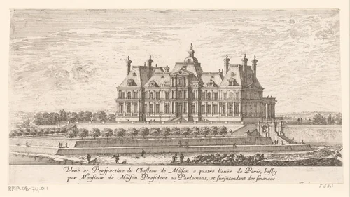 Gezicht op het kasteel van Maisons by Israël Silvestre, print, 1654