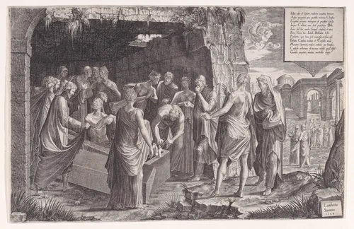 The Raising of Lazarus by Lambert Suavius, print, 1544