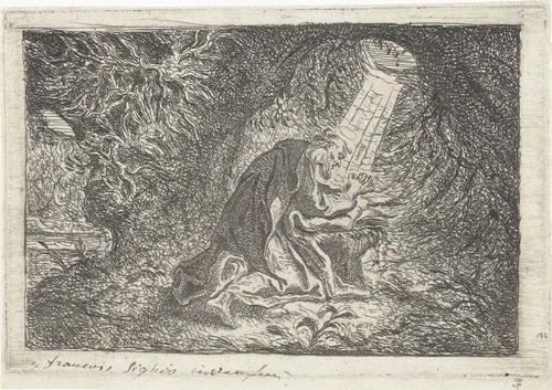 H. Hieronymus als boeteling in de woestijn by François Seghers, print, 1620-1632