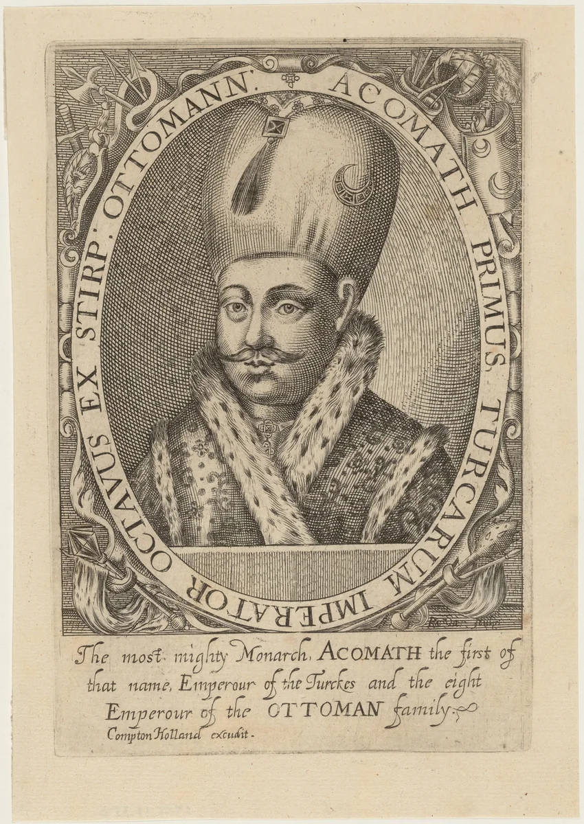 Achmet I, Sultan of Turkey by Robert Vaughan, print, 1598-1682