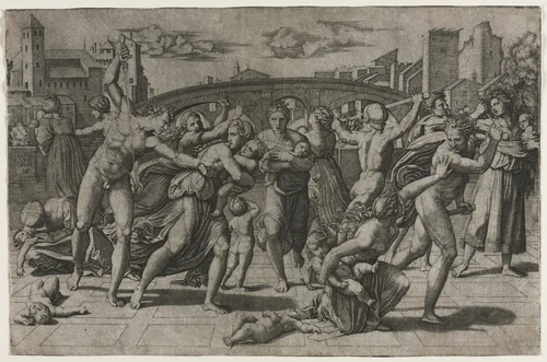 Massacre of the Innocents without the Fir Tree by Marcantonio Raimondi, print, 1513-1515