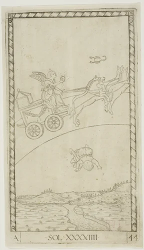 The Sun, plate 44 from Planets and Spheres by Master of the E-Series Tarocchi, print, 1460-1470