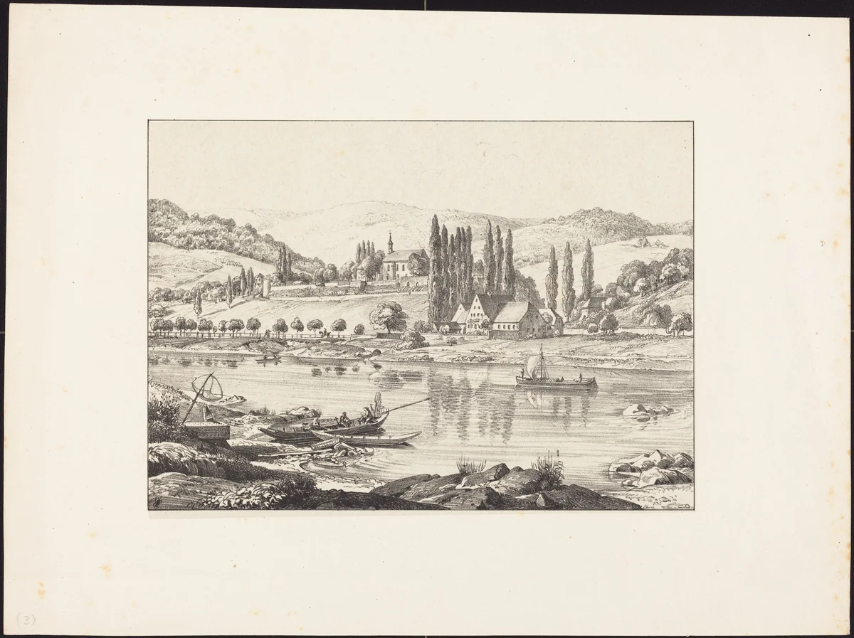 The Convent of Neuberg from Schlierbach by Ernst Fries, print, 1829