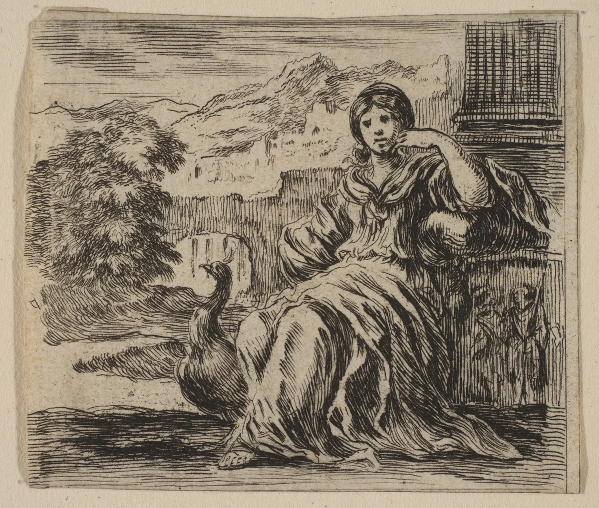 Juno, from 'Game of Mythology' (Jeu de la Mythologie) by Stefano della Bella, print, 1644