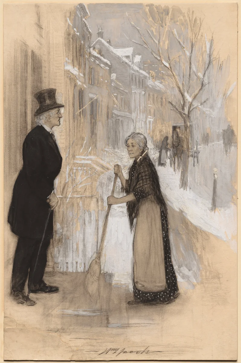 An Old Man Had Come out of One of the Houses, from "Not Honorably Discharged" by William Leroy Jacobs, drawing, 1904