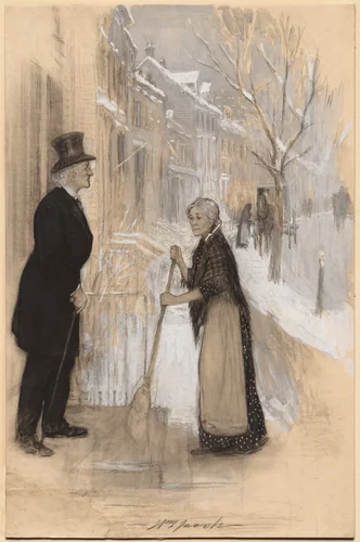An Old Man Had Come out of One of the Houses, from "Not Honorably Discharged" by William Leroy Jacobs, drawing, 1904