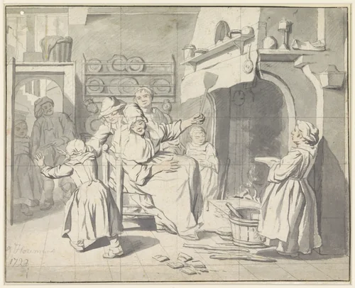 Het gebroken bord by Jan Josef Horemans, drawing, 1728