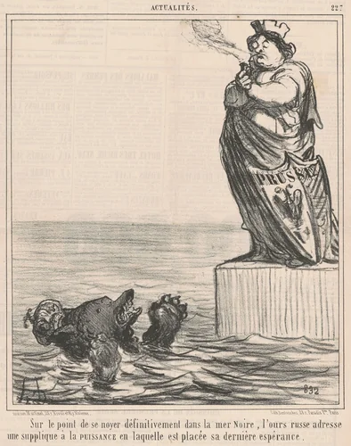 Sur le point de se noyer ... by Honoré Daumier, print, 1855