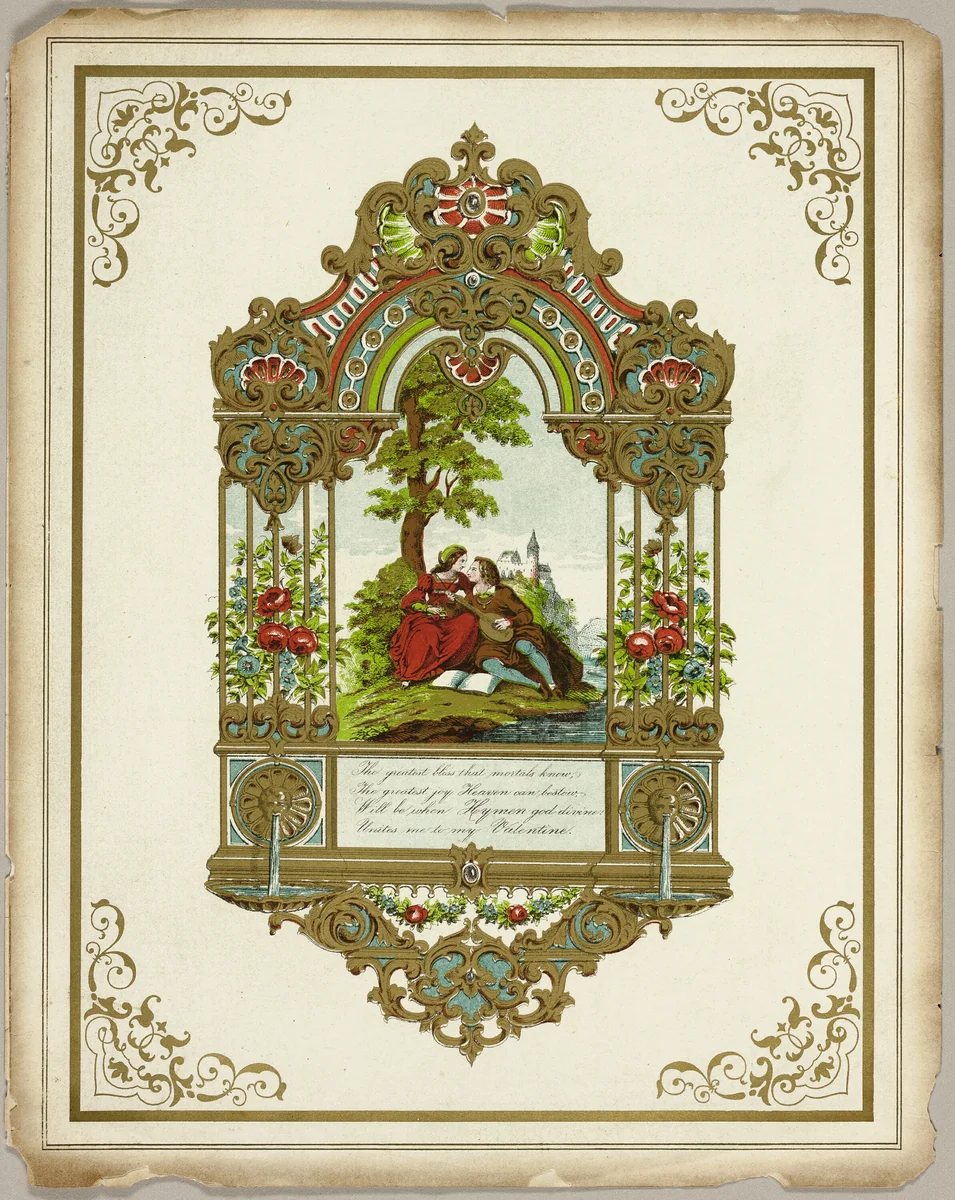 The Greatest Bliss that Mortals Know (valentine) by Unknown Artist, other, 1845-1855