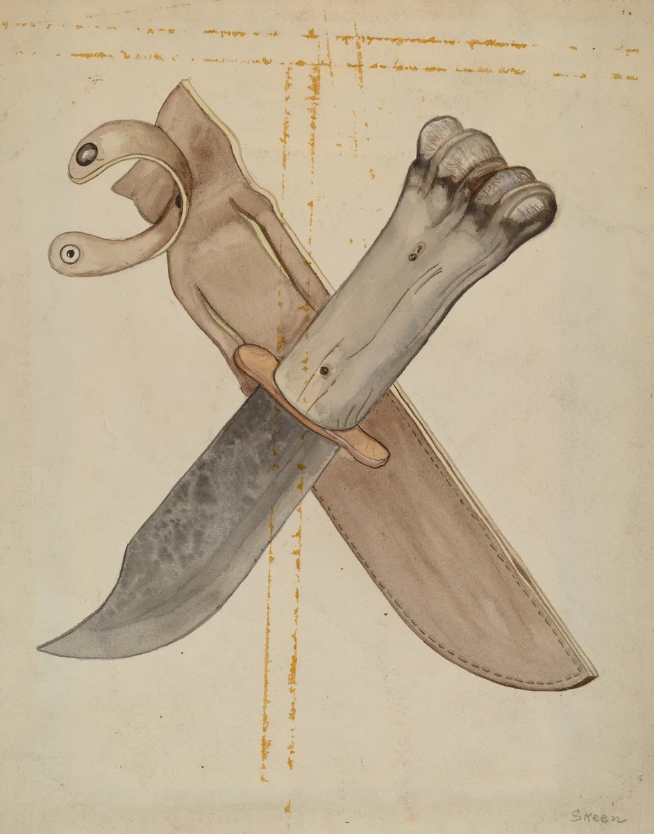 Knife and Sheath by Jesse W. Skeen, index of american design, 1936