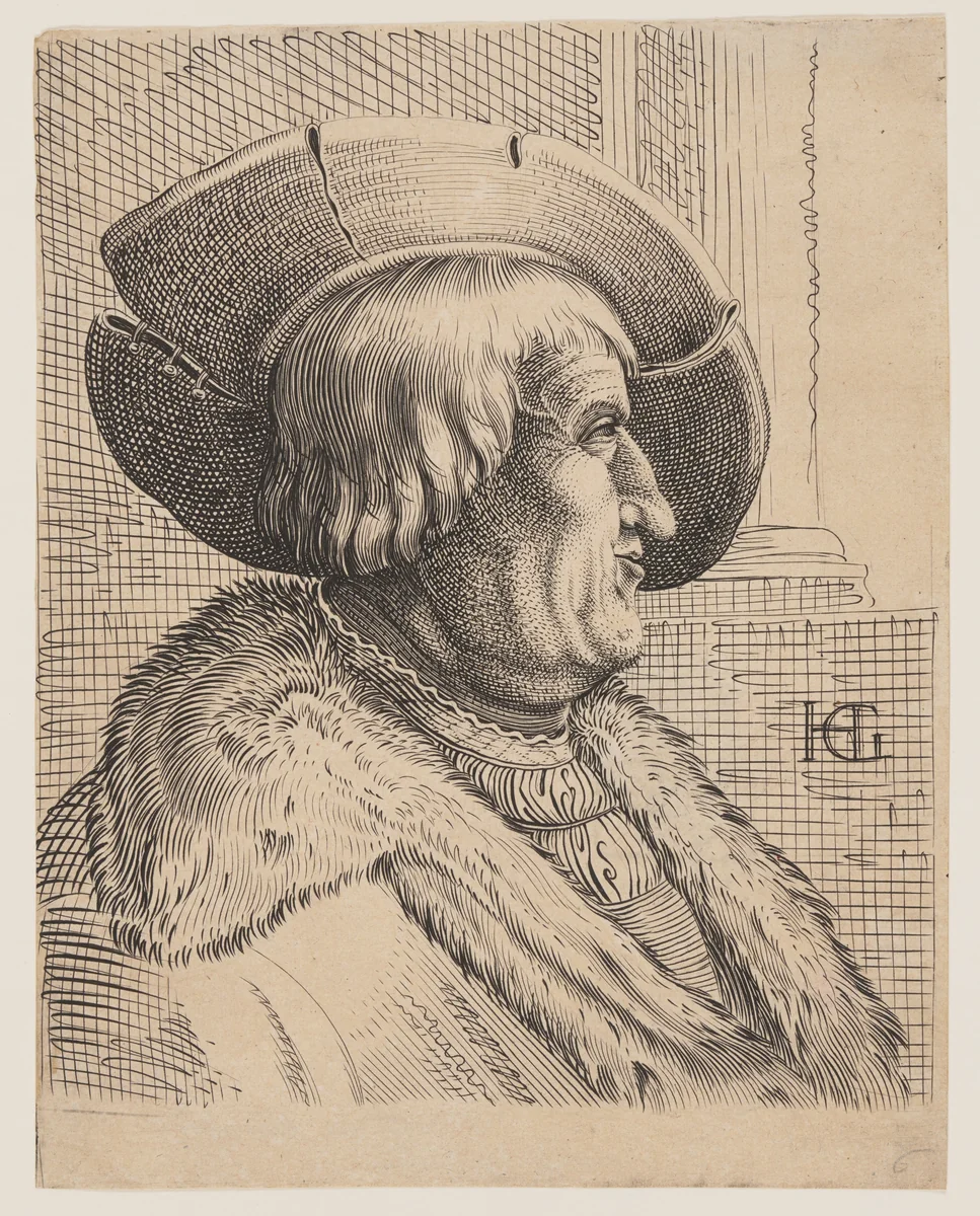 Fantasy Portrait of an Old Man in Profile by Christoffel van Sichem I, print, 1610