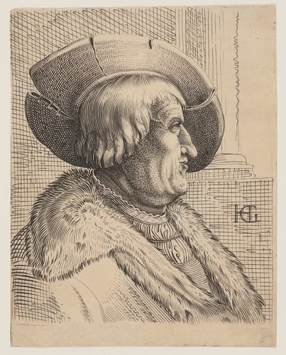 Fantasy Portrait of an Old Man in Profile by Christoffel van Sichem I, print, 1610