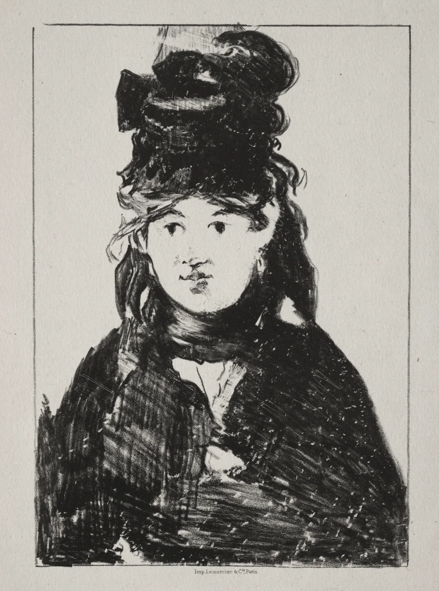 Portrait of Berthe Morisot by Edouard Manet, print, 1872