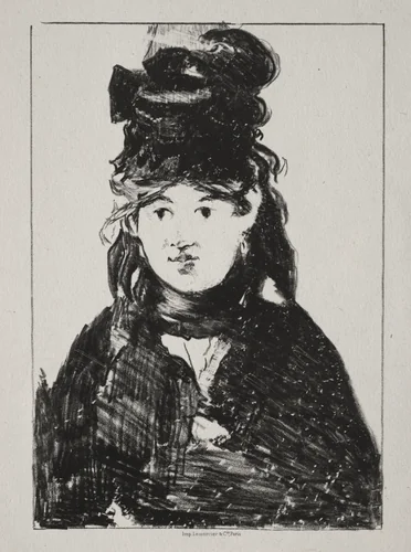 Portrait of Berthe Morisot by Edouard Manet, print, 1872