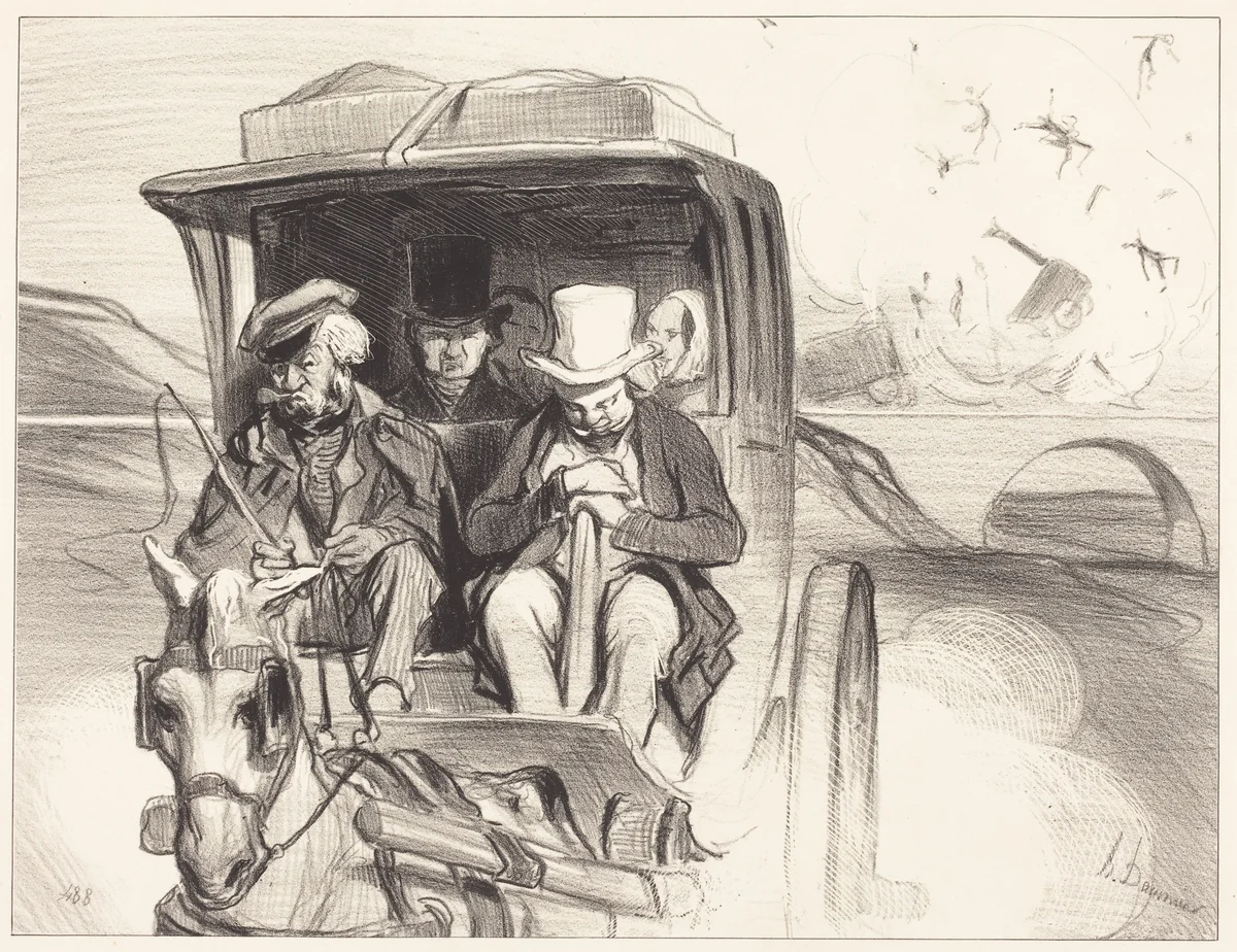 Allons donc... que diable cocher... by Honoré Daumier, print, 1843