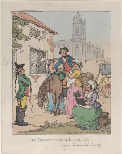 The Departure of La Fleur, Sterne's "Sentimental Journey" by Thomas Rowlandson, print, 1809-1811