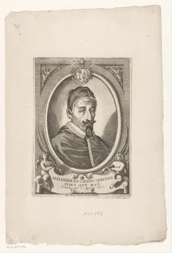 Portret van paus Alexander VII by anonymous, print, 1655