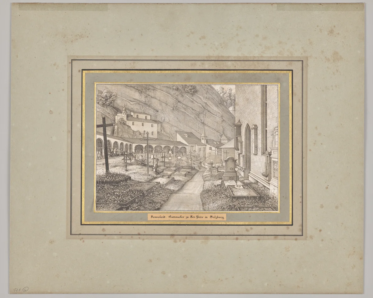 Saturday. Gottesacker to Sct. Peter in Salzburg by Ferdinand Olivier, print, 1818-1823