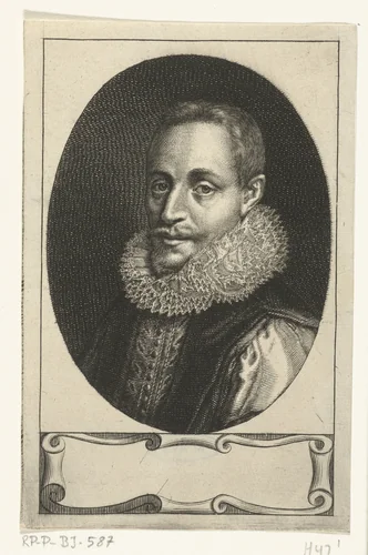 Portret van Hugo de Groot by Hendrik Bary, print, 1657-1707