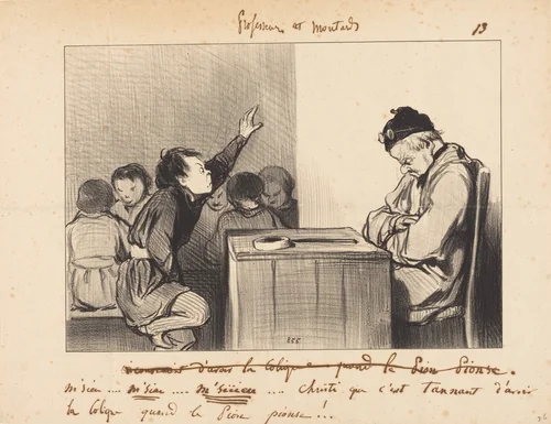 M'sieu... que c'est tannant d'avoir la colique quand... by Honoré Daumier, print, 1846