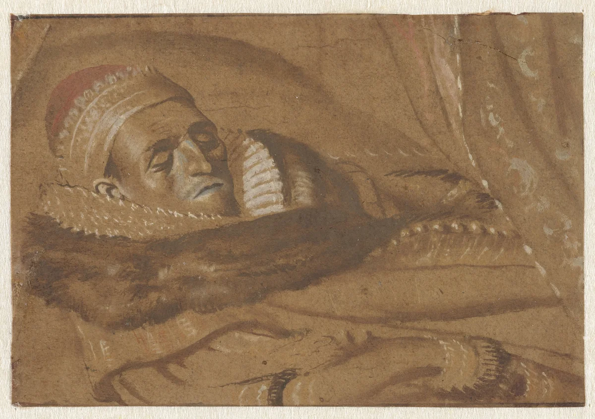 Prince Maurits of Orange on his Deathbed by Adriaen Pietersz van de Venne, drawing, 1625