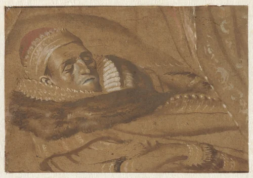 Prince Maurits of Orange on his Deathbed by Adriaen Pietersz van de Venne, drawing, 1625