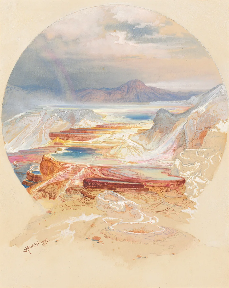 Minerva Terrace, Yellowstone by Thomas Moran, drawing, 1872
