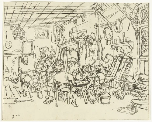 Boereninterieur by Anthonie van den Bos, print, 1778-1838