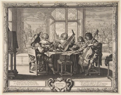 Hearing by Abraham Bosse, print, 1633-1643