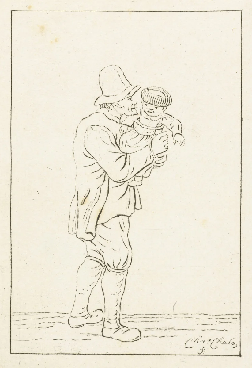 Grootvader met kind by Pieter de Mare, print, 1779-1796