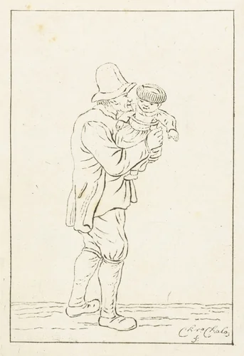 Grootvader met kind by Pieter de Mare, print, 1779-1796