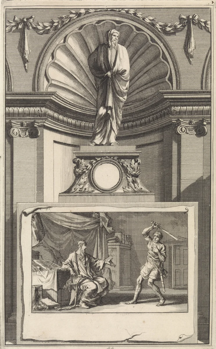 H. Ambrosius van Milaan, kerkvader by Jan Luyken, print, 1698