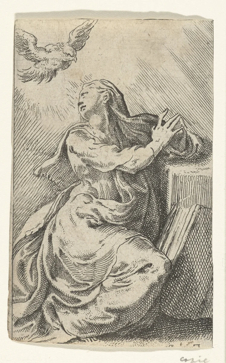 Annunciatie by anonymous, print, 1524-1590