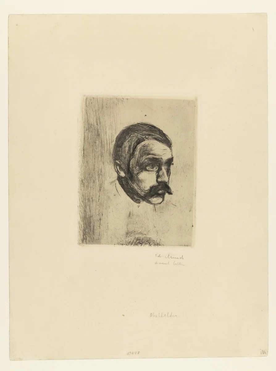 Portrait of Sigbjørn Obstfelder by Edvard Munch, print, 1897