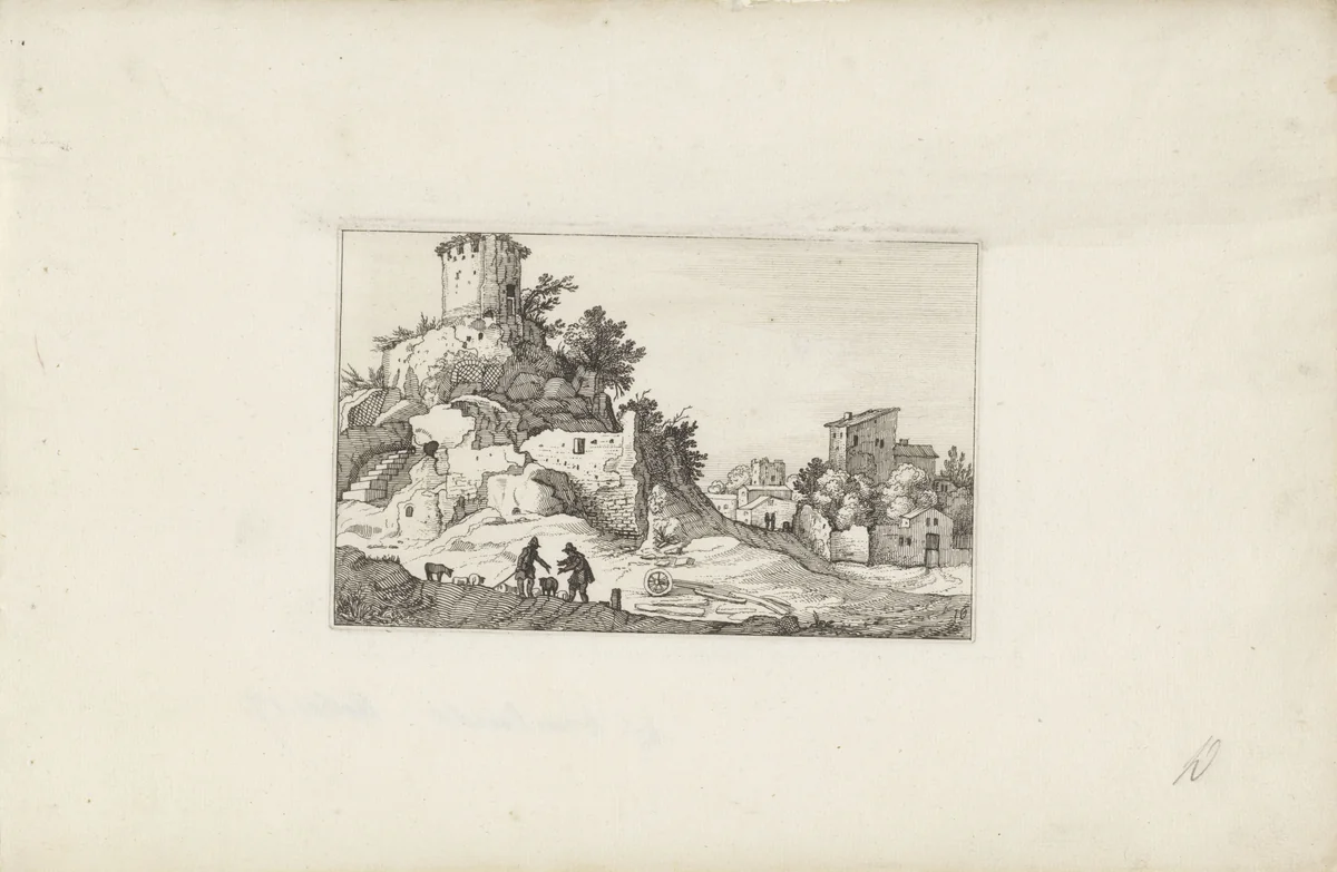 Tempel van de Sibylle in Tivoli by Claes Jansz Visscher, print, 1618